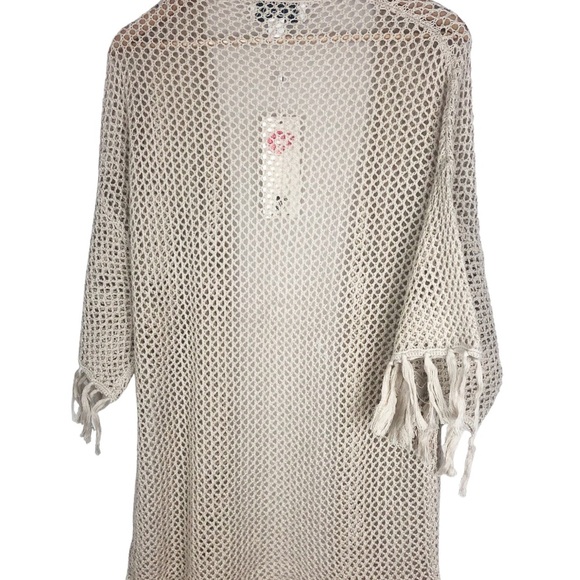 New with tag Wildfox Kelso Fringe Sleeve Cream Crochet Long Kimono Wrap Cardigan - Picture 15 of 16
